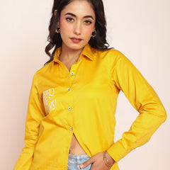 Embroidered shirt with shaped collar