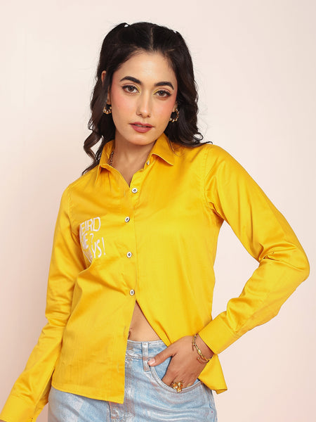 Embroidered shirt with shaped collar