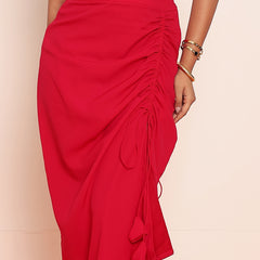 Dark hot Red draw-string skirt