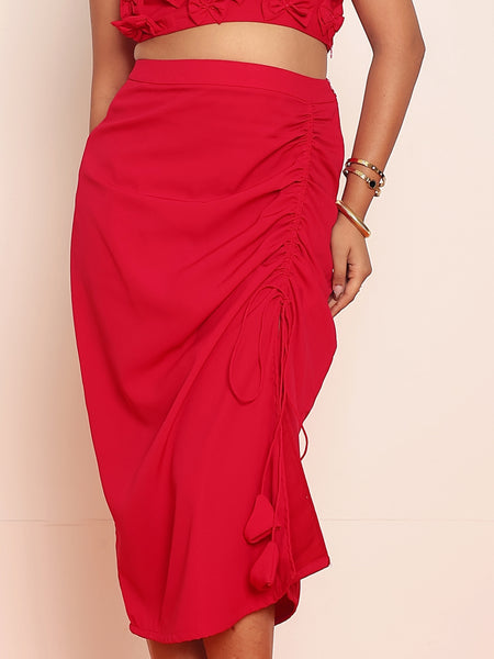 Dark hot Red draw-string skirt