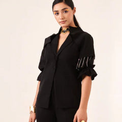 Black rhinestone blazer shirt