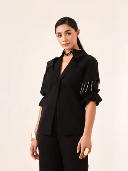 Black rhinestone blazer shirt
