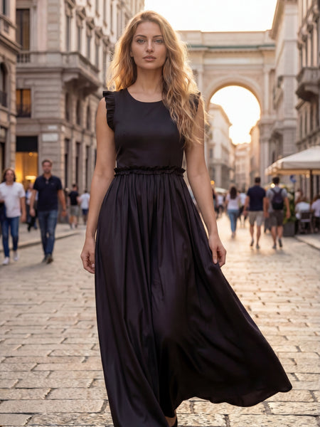 Black Ruffled Maxi Dress