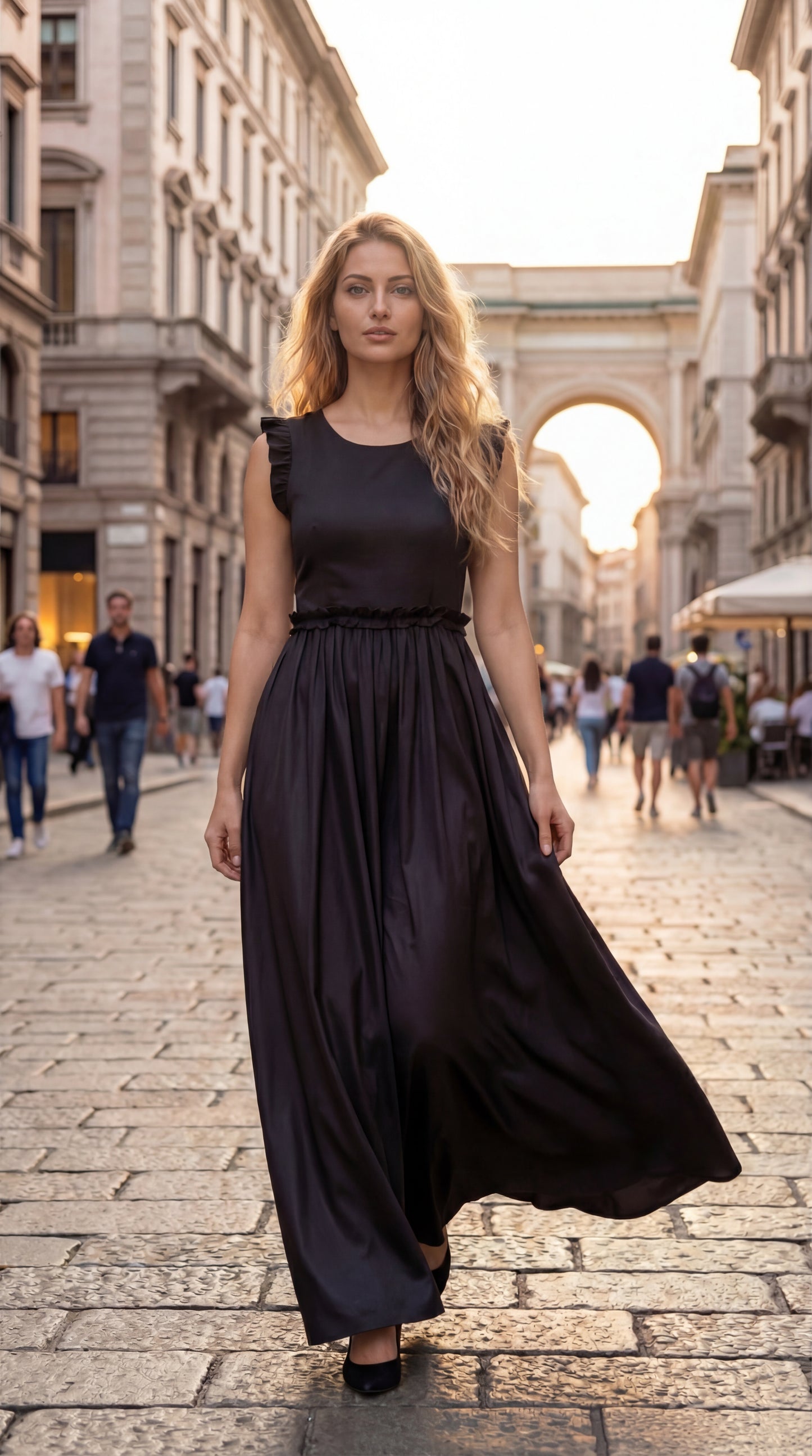 Black Ruffled Maxi Dress
