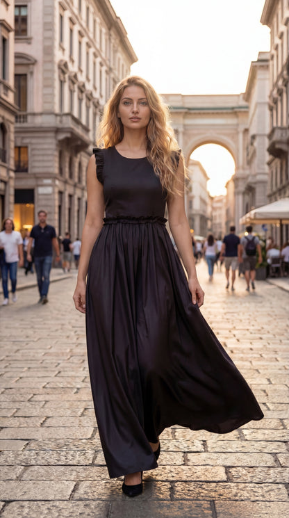 Black Ruffled Maxi Dress