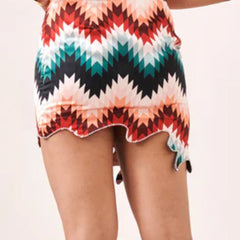 Multi color wavy cut mini skirt