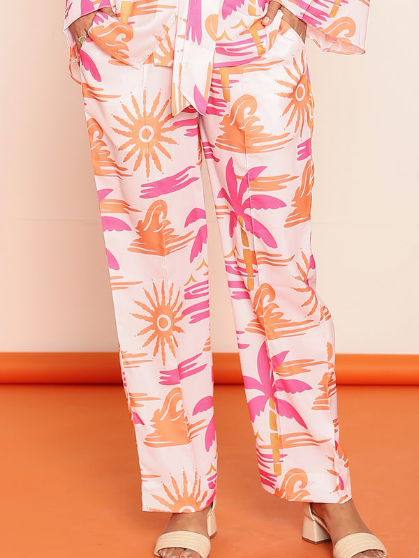 Printed pintucked pant