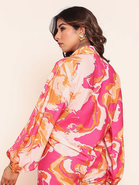 Printed  puff sleeves shirt