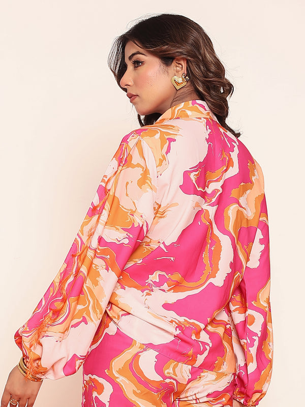 Printed  puff sleeves shirt