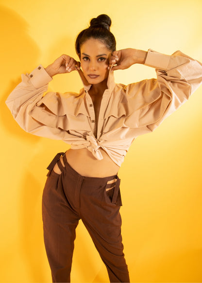 oversized pleated shirt
