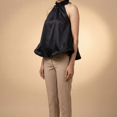Black Halter Neck Fan Top