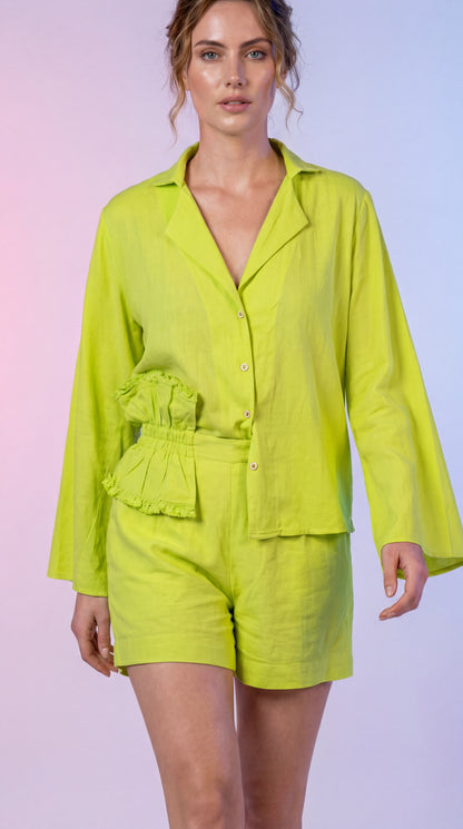 Lime Green Shirt & Shorts Co-ord
