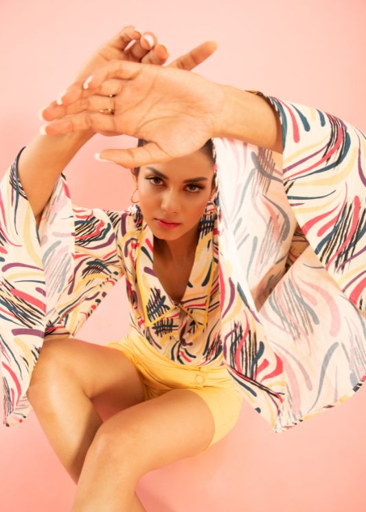 Printed Shirt with Butter Yellow Skorts