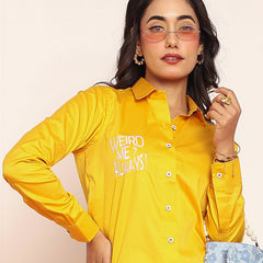 Embroidered shirt with shaped collar