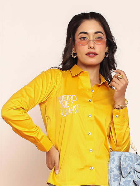 Embroidered shirt with shaped collar