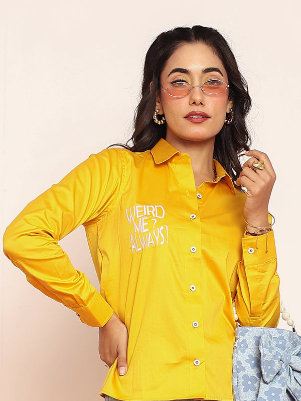 Embroidered shirt with shaped collar