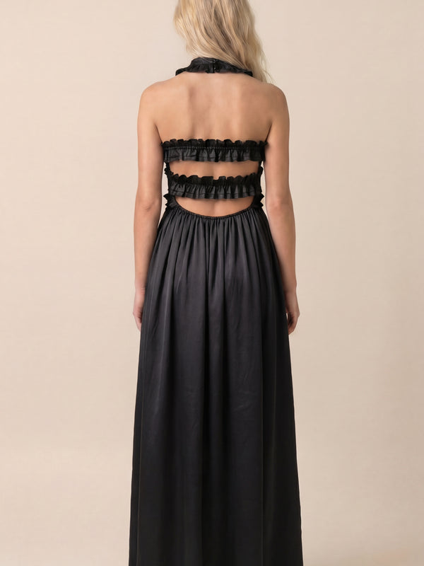 Black Ruffled Maxi Dress