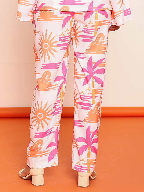 Printed pintucked pant