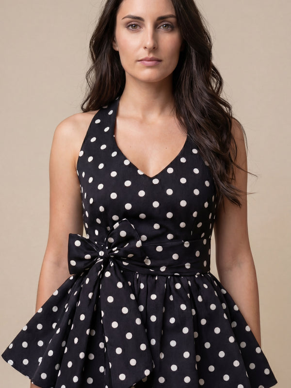 Black Polka Dot Halter Co-ord Set