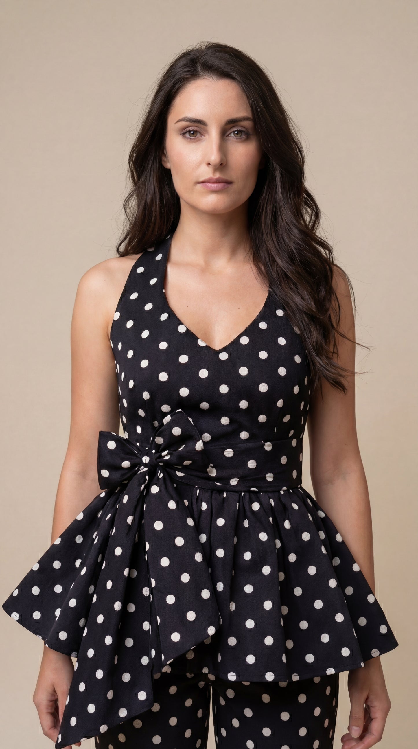 Black Polka Dot Halter Co-ord Set