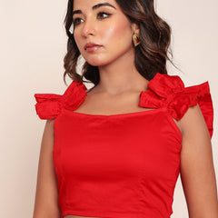 Hot red ruffle top