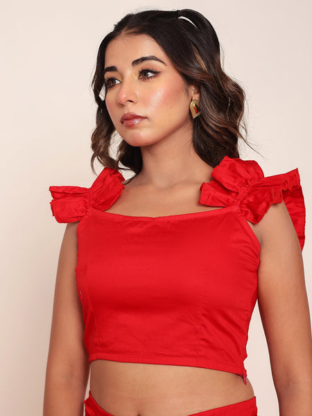 Hot red ruffle top