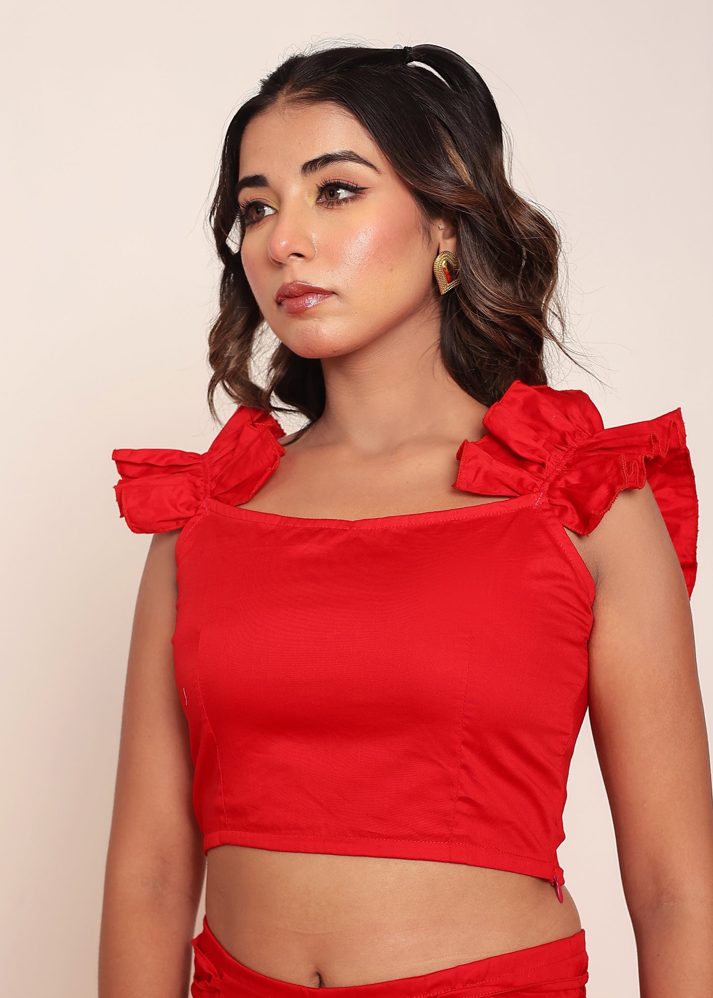 Hot red ruffle top