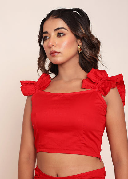 Hot red ruffle top