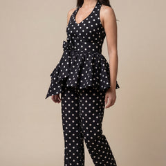 Black Polka Dot Halter Co-ord Set