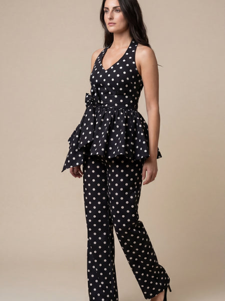 Black Polka Dot Halter Co-ord Set