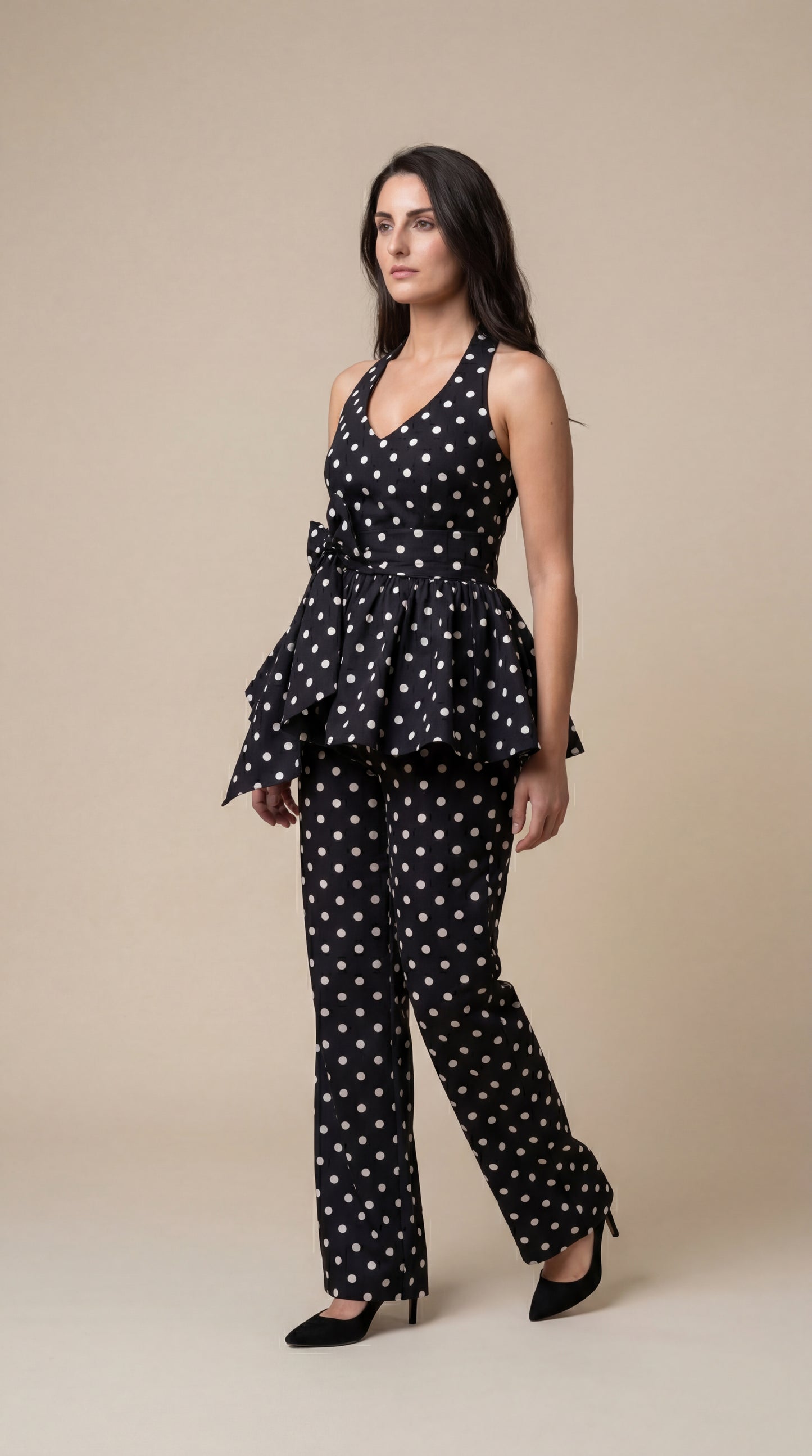 Black Polka Dot Halter Co-ord Set