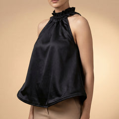 Black Halter Neck Fan Top