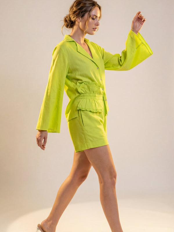 Lime Green Shirt & Shorts Co-ord