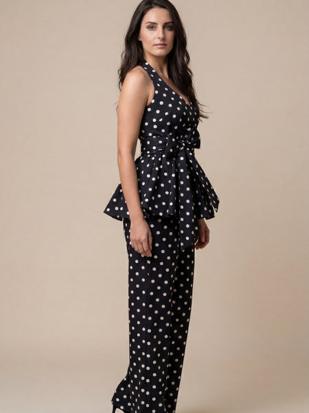 Black Polka Dot Halter Co-ord Set