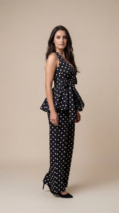 Black Polka Dot Halter Co-ord Set