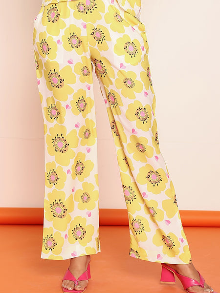 Printed floral straight pant