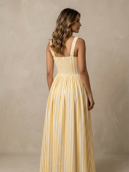 Striped Midi Dress with Pockets