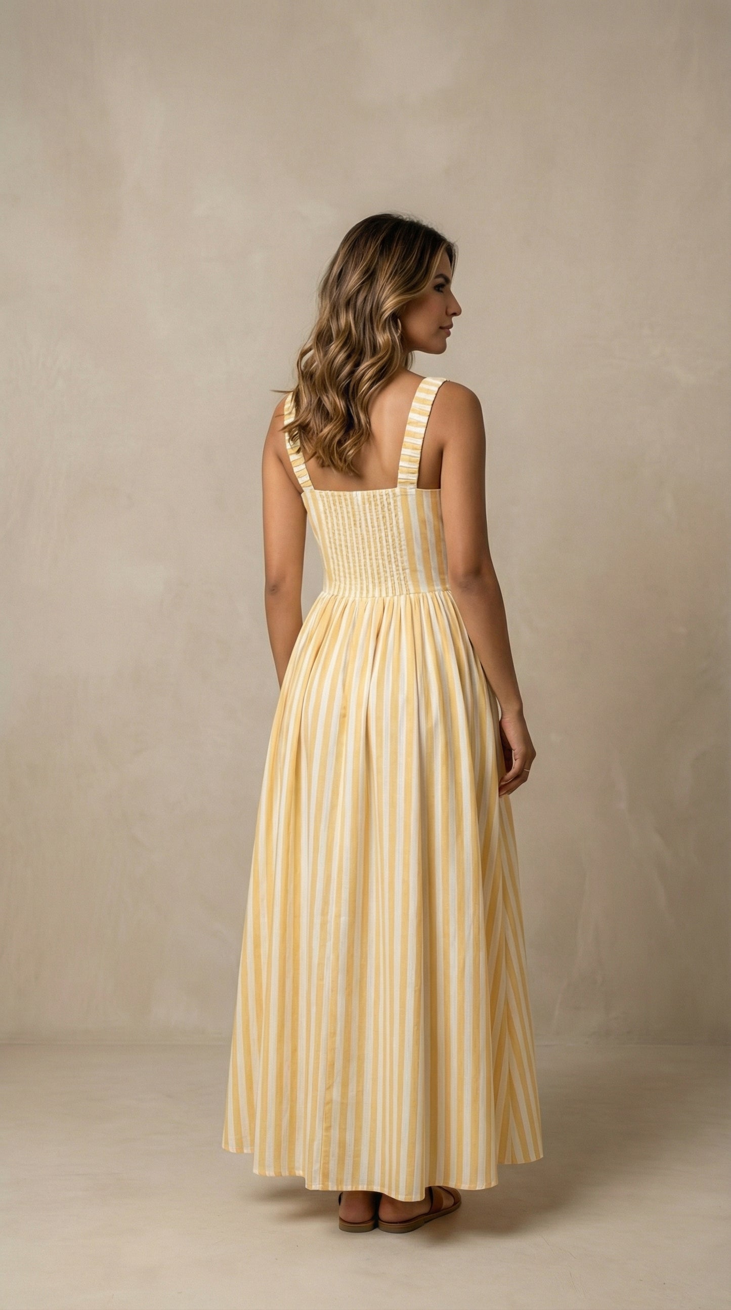 Striped Midi Dress with Pockets