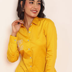 Embroidered shirt with shaped collar