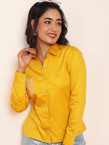Embroidered shirt with shaped collar
