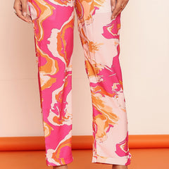 Pink printed straight pant