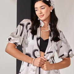 Swiss satin printed blazer shirt