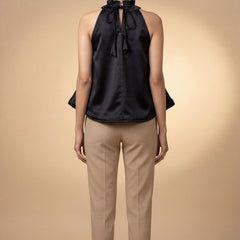 Black Halter Neck Fan Top