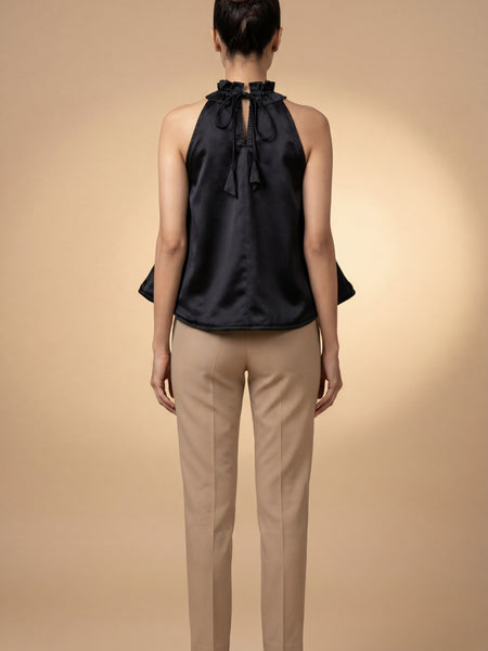 Black Halter Neck Fan Top