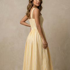 Striped Midi Dress with Pockets