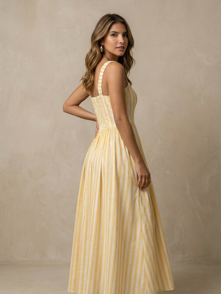 Striped Midi Dress with Pockets