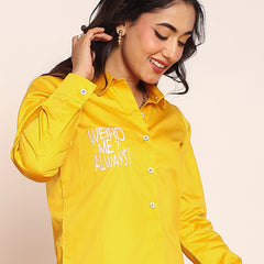 Embroidered shirt with shaped collar