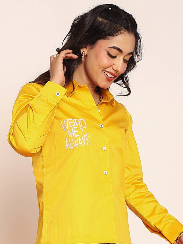 Embroidered shirt with shaped collar