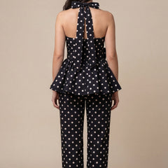 Black Polka Dot Halter Co-ord Set