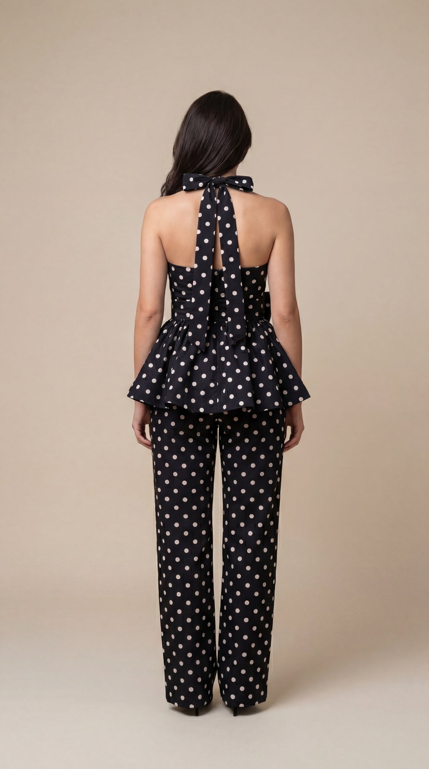 Black Polka Dot Halter Co-ord Set